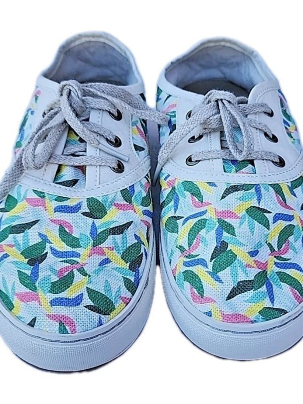 SANUK Avery  Hemp Abstract Floral Print Canvas Women's US 9M Laceup Casual Shoes